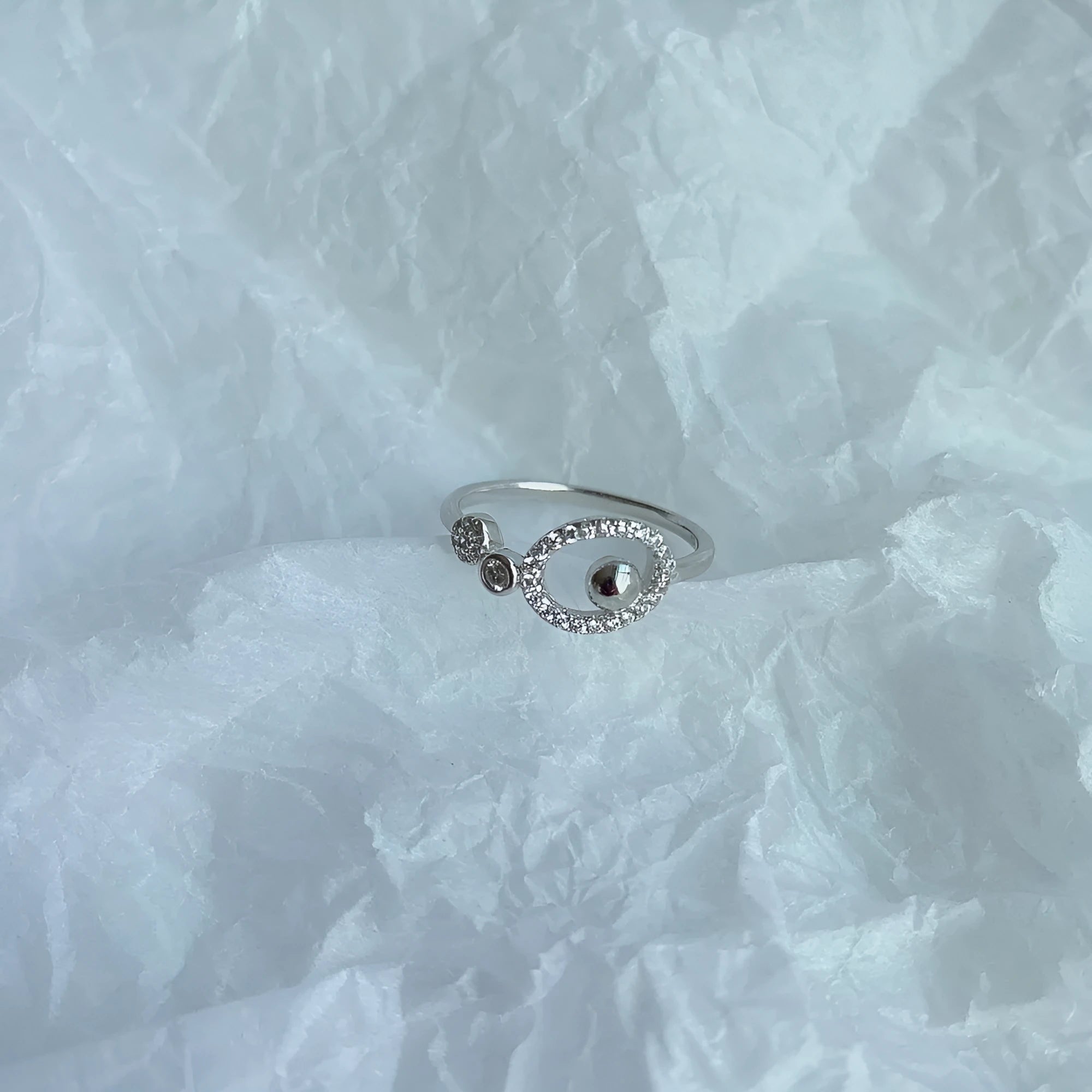 S925 sterling silver round irregular zircon ring Chinese style electroplated finish women's ring sizes No 5-9
