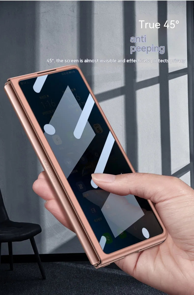 Samsung Galaxy Z Fold2 anti-peep PC hard back cover phone case in Misty Gold, Cool Black or Full Transparent
