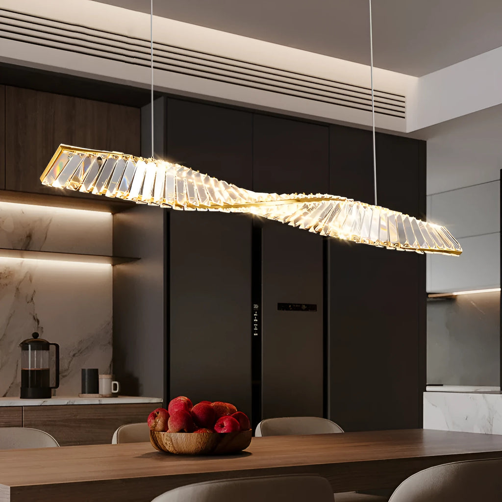 Crystal chandelier with LED light, iron body, 1000mm diameter, 76mm height, for dining table