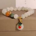Women's ice jade bracelet with xiangyun peace buckle and pearl decorative elements
