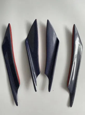 Set of four carbon fibre look bumper air knife blades for automotive modification in various colour options