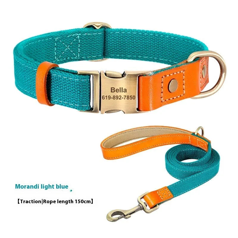 Small dog mohair collar and lead set in six colour options with contrasting lettering