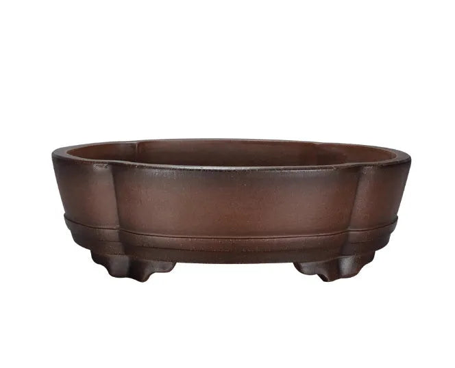 Classical purple clay bonsai flower pot with old pile textured finish