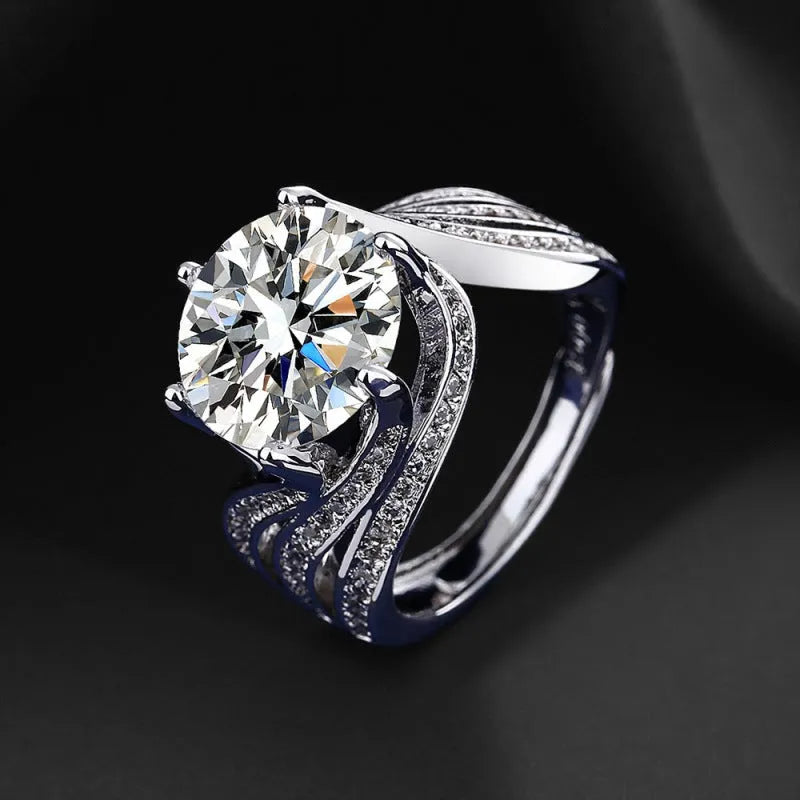 Moissanite Full Diamond Ring in Style1 with continuous row of sparkling stones on a band.