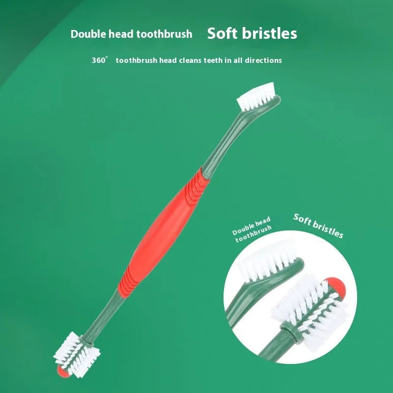 Pet toothpaste toothbrush set with finger stall and 360° brush in vanilla and beef flavour for cats and dogs