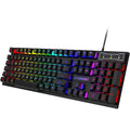 Black 104-key backlit gaming keyboard and mouse combo with compact 37.5 cm design