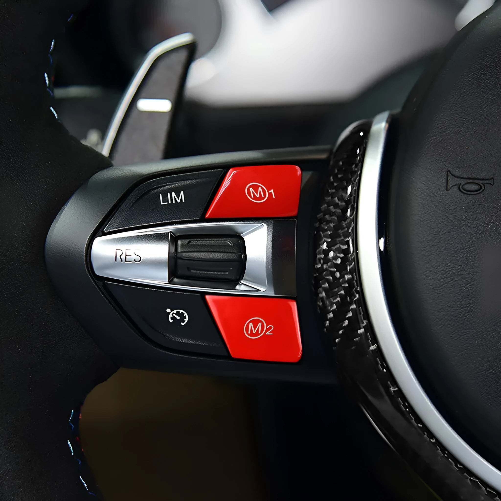 BMW steering wheel M1 M2 mode button panel in red or blue with start/stop switch for F30 F34 models