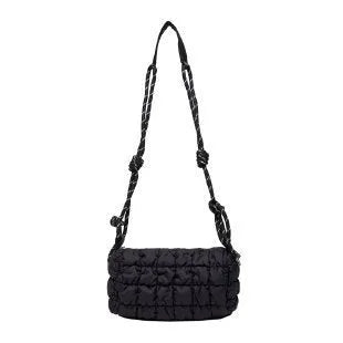 Women's lightweight nylon messenger bag in pillow shape with diamond quilted pattern