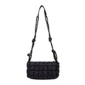 Women's lightweight nylon messenger bag in pillow shape with diamond quilted pattern