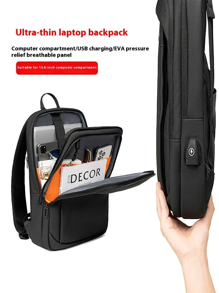 Oxford cloth backpack in black with air cushion straps and laptop compartment, three size options 13-34L