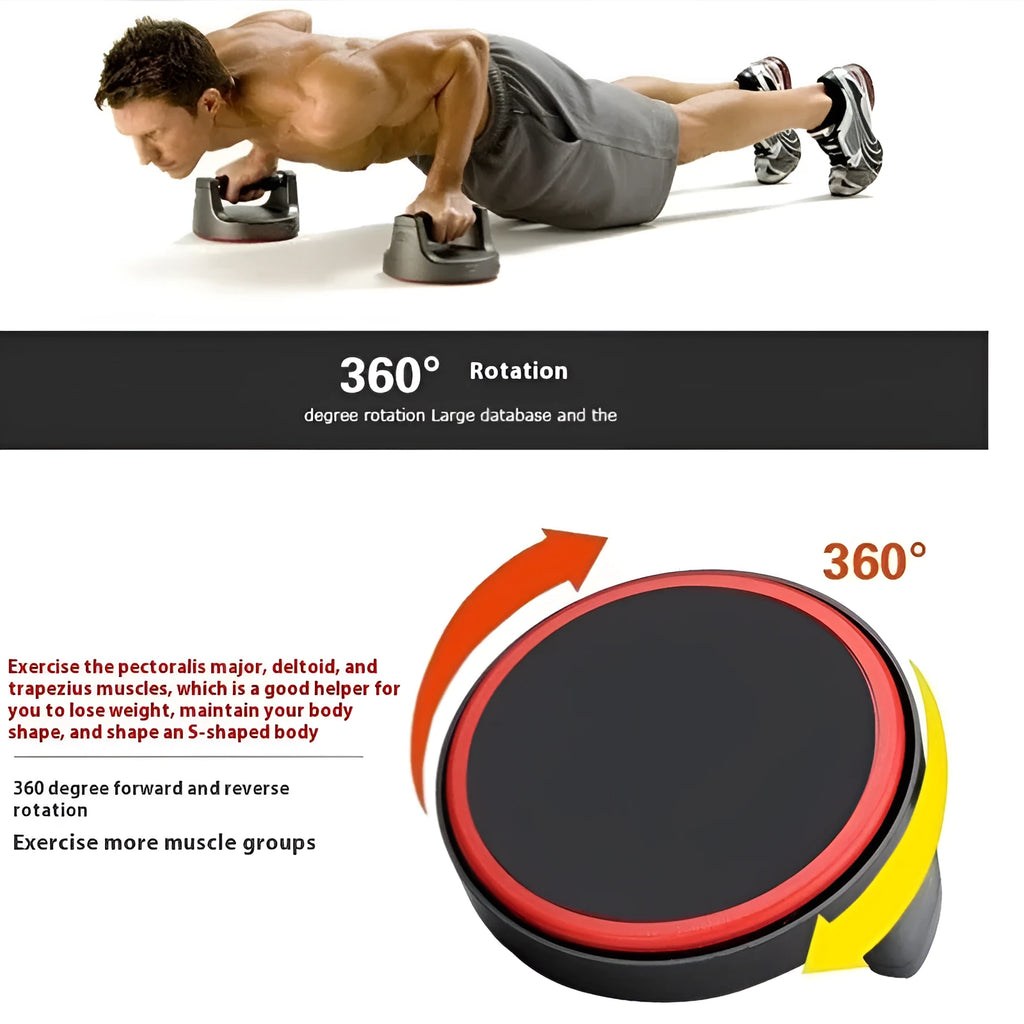 Red AB Rocket abdominal wheel fitness equipment with high grade plastic construction