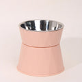 High foot stainless steel cat feeding bowl in blue with anti-spill design for neck protection