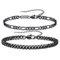 New men's Cuban chain bracelet set stainless steel geometric round design two pieces for women