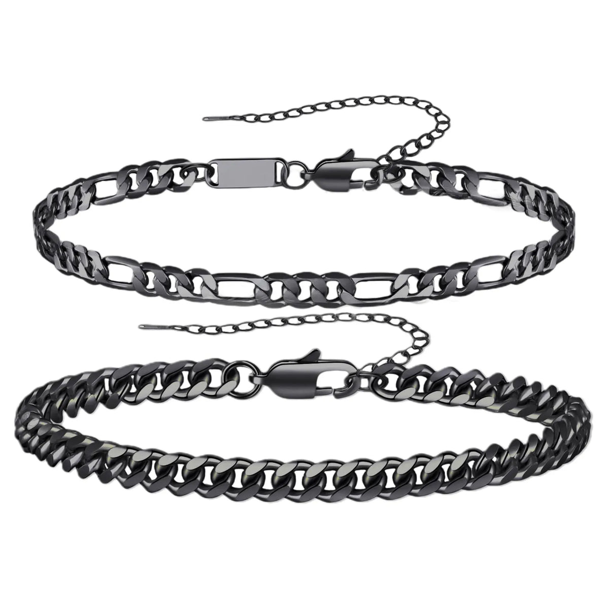 New men's Cuban chain bracelet set stainless steel geometric round design two pieces for women