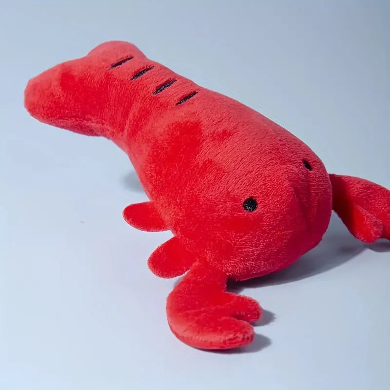 Red lobster squeaky stuffed dog toy for small breeds, 12.5 cm long