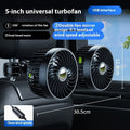 Double-headed rear car fan with USB interface, 360-degree rotation, wind sound and light, ABS build
