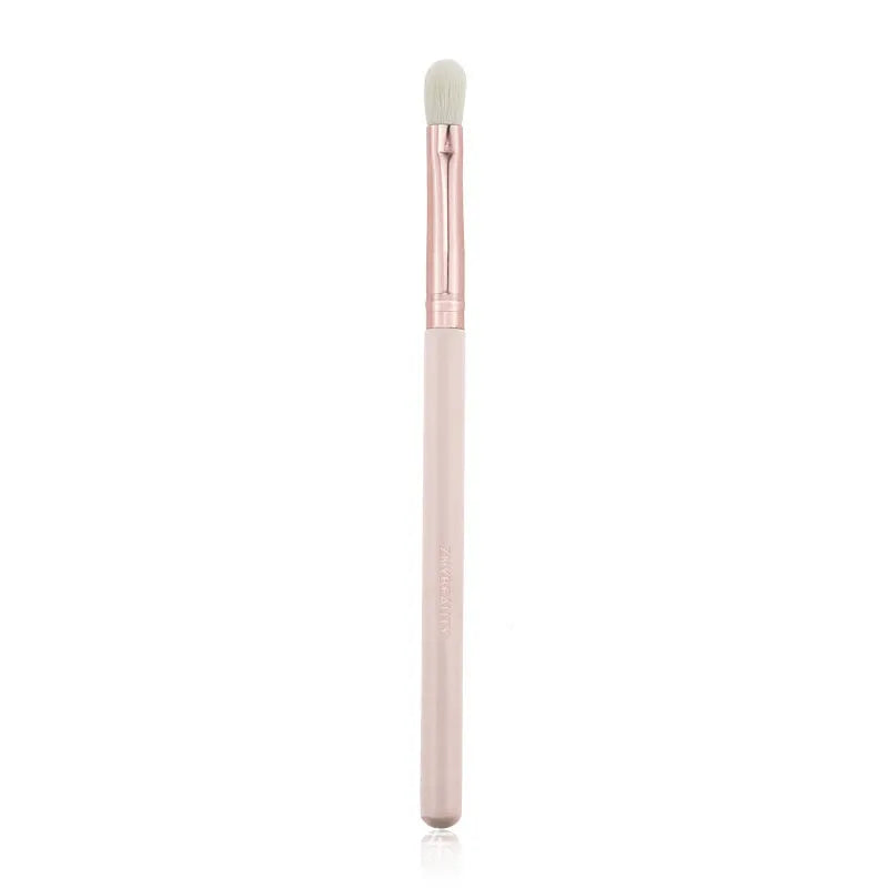 26-piece pink makeup brush set with wool bristles and wooden handles in PU storage bag