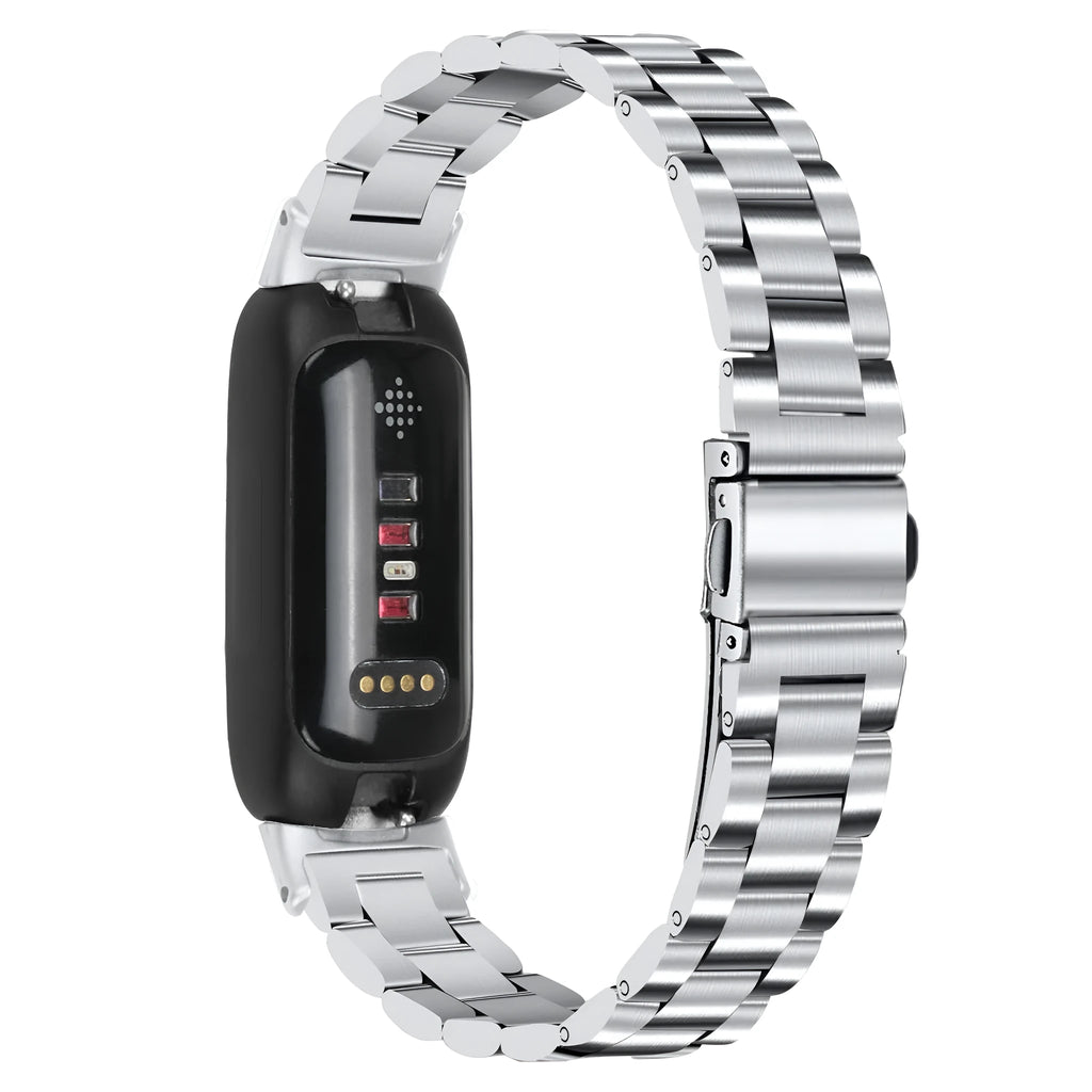 Stainless steel watch strap for Fitbit Inspire 3 fitness tracker with metallic finish