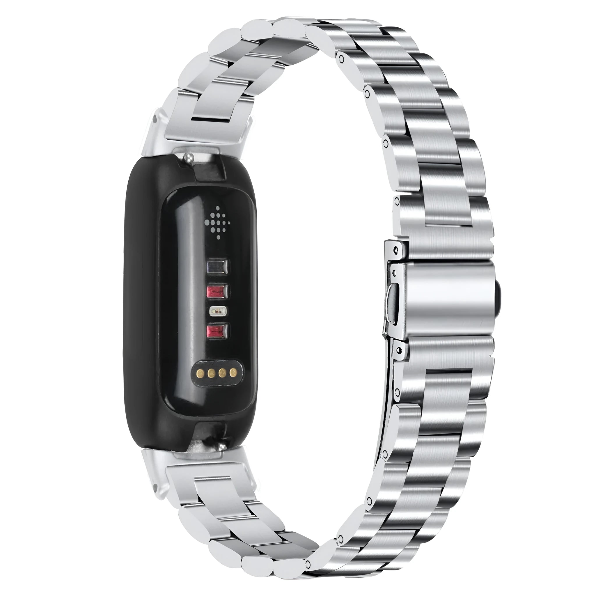 Stainless steel watch strap for Fitbit Inspire 3 fitness tracker with metallic finish