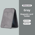 Multifunctional PU mobile phone holder card bag with magnetic suction folding stand in black