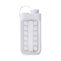 Light blue and white 2-in-1 ice ball tray and portable cold water bottle kitchen gadget.