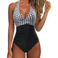 Women's lace-up backless one-piece bikini swimsuit in polyester with floral print