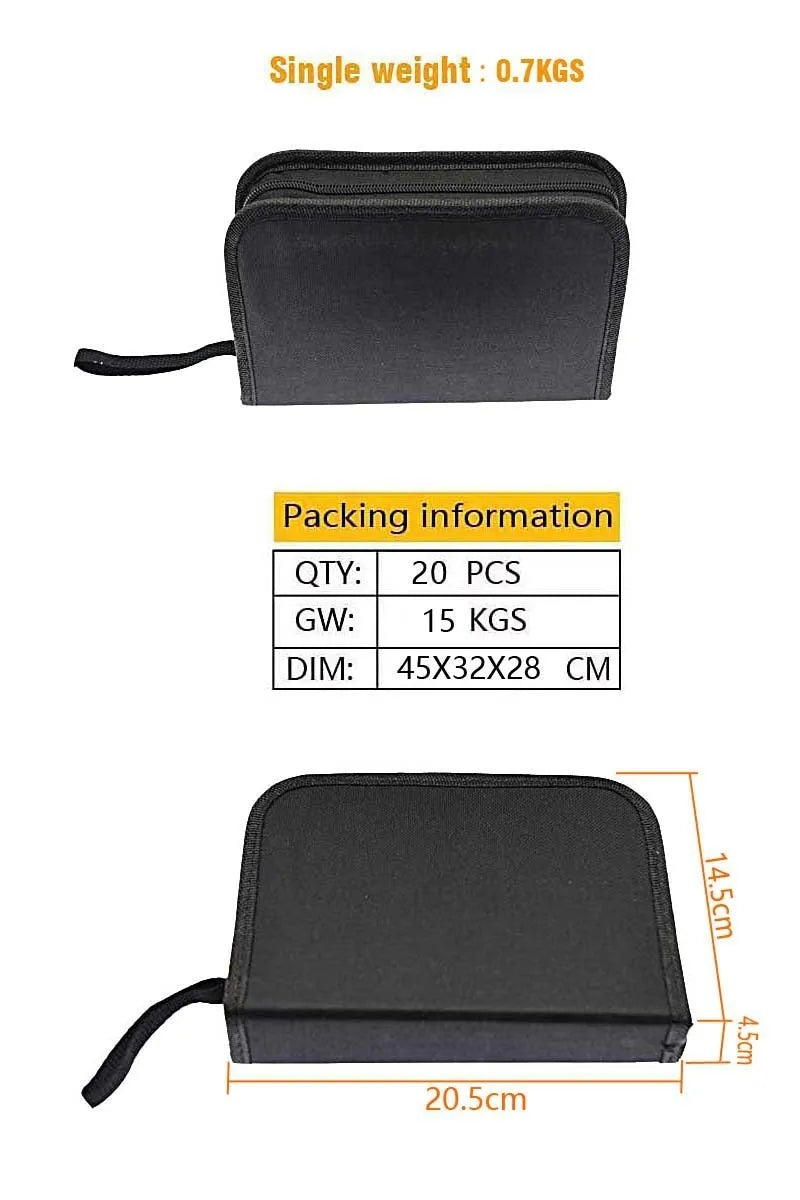 Tyre repair kit first aid set with 45 steel tools in cloth storage bag
