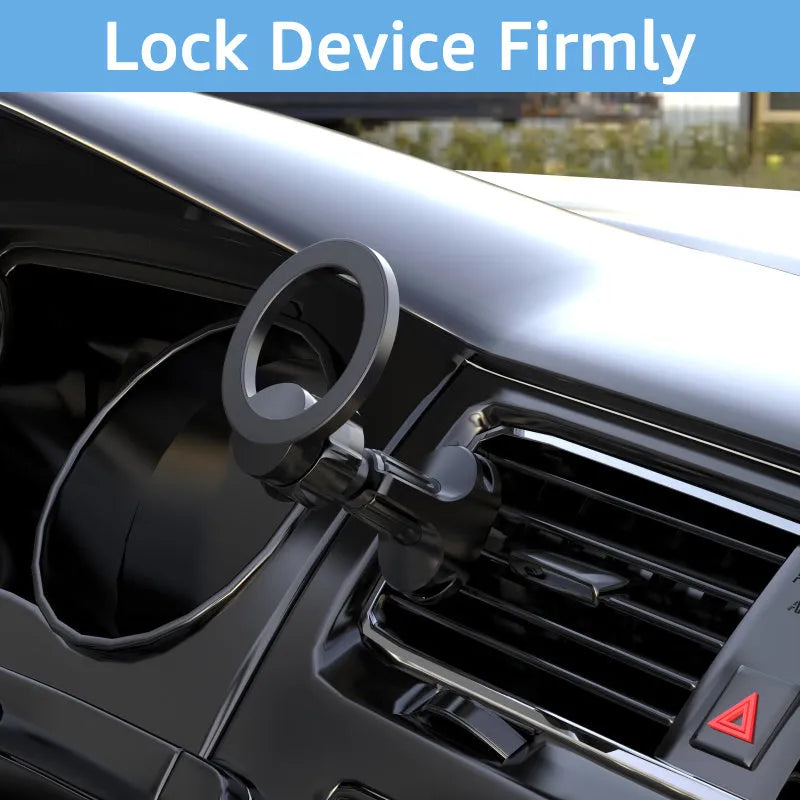 Black car air vent magnetic phone holder with O-ring bracket for mobile phones up to 6.8 inches