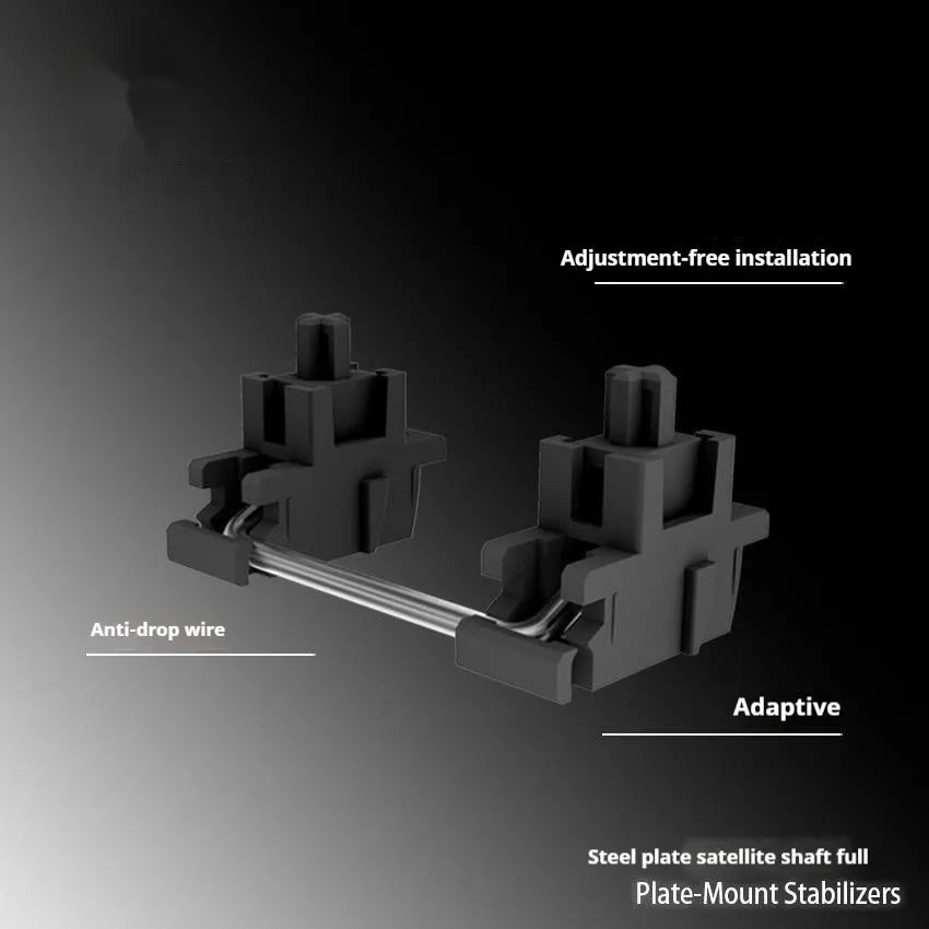 Keyboard shaft accessories suit showing black and milky white stabilisers and a 4.3-inch screen.