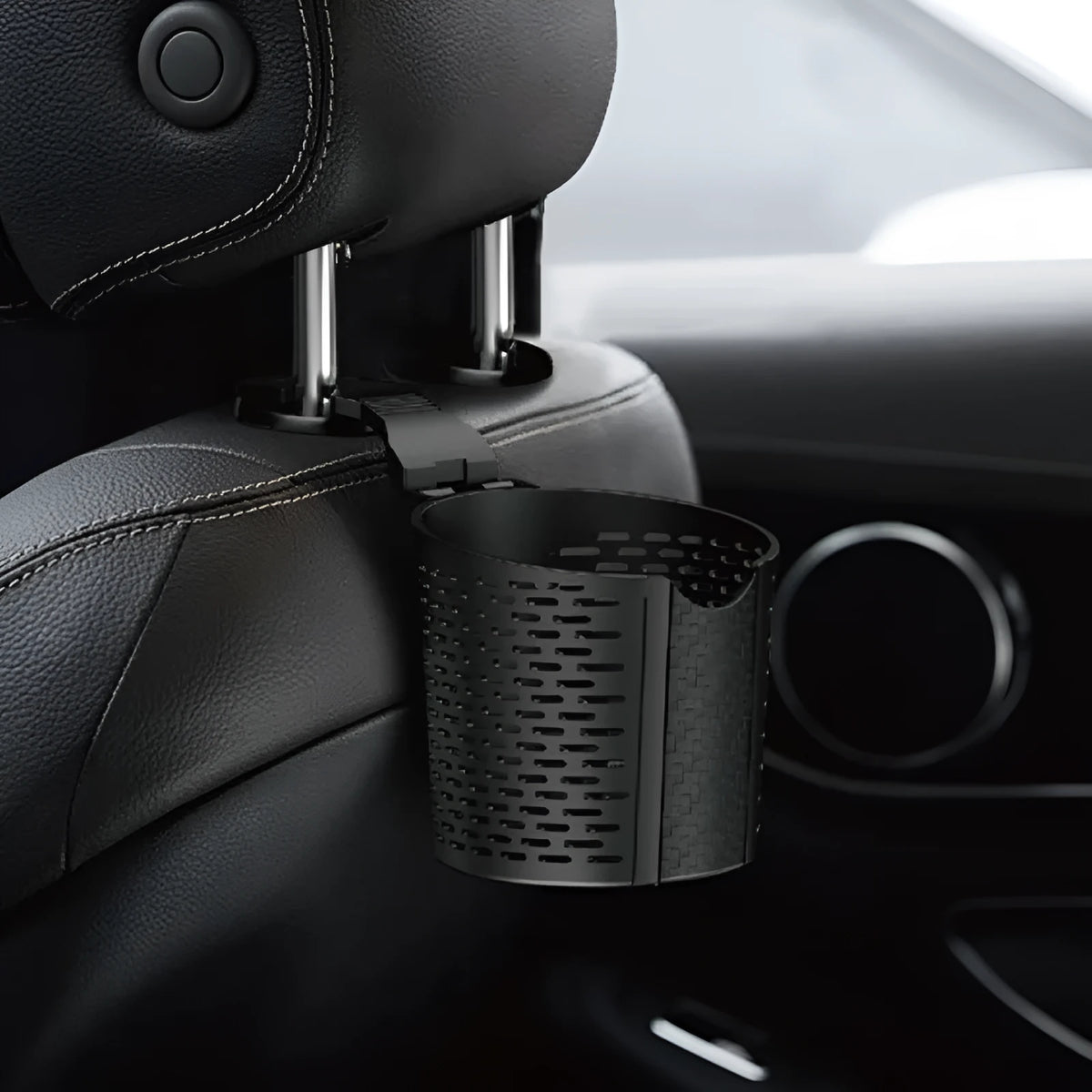 Black TPR multifunctional car cup holder rack for chair back, supports 3kg, includes one holder