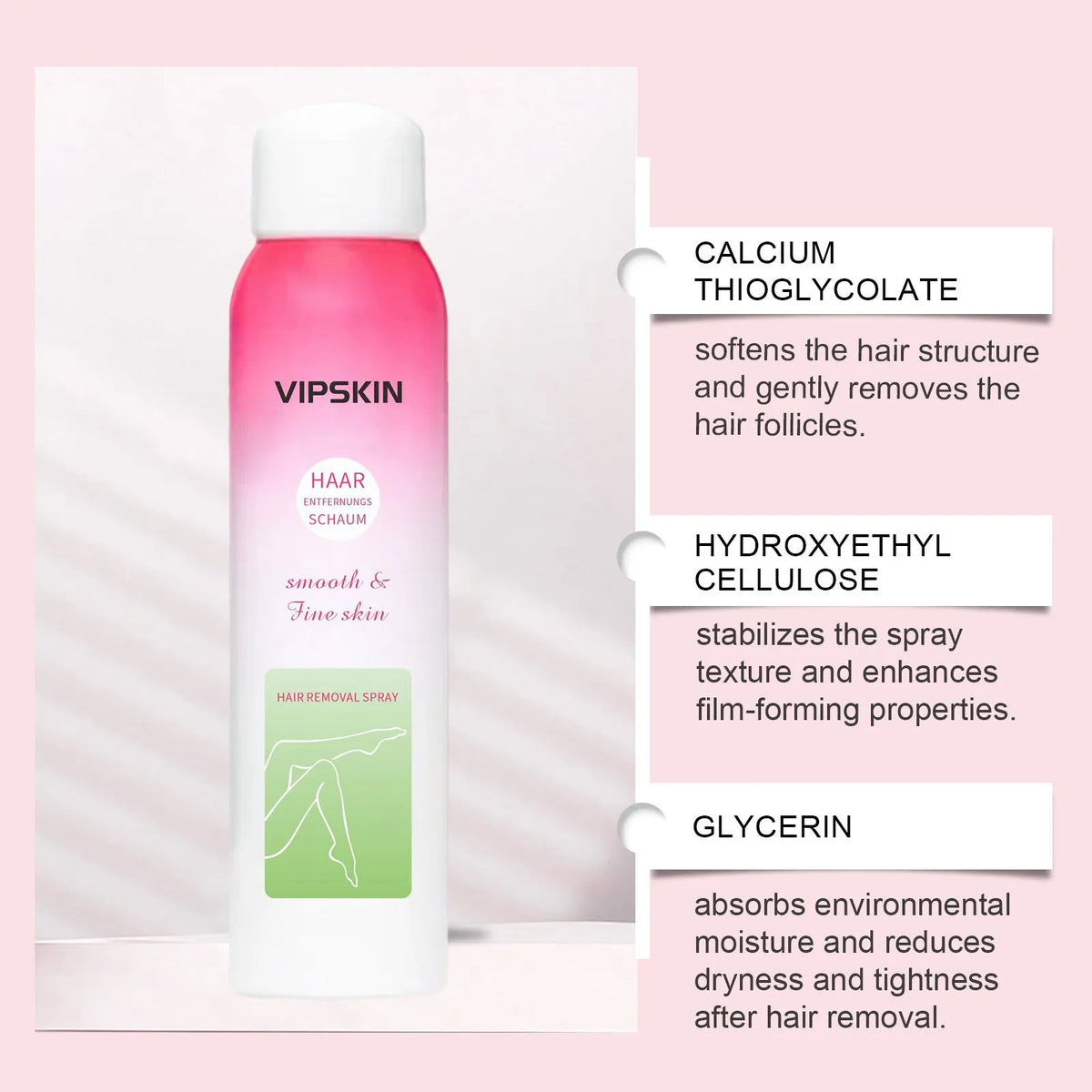 100ml mild body hair removal spray bottle, 4x4x14cm, non-irritating formula with calcium thioglycollate and glycerol