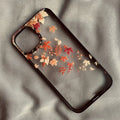 Autumn wind and fallen leaves printed acrylic phone case with black edge on iPhone
