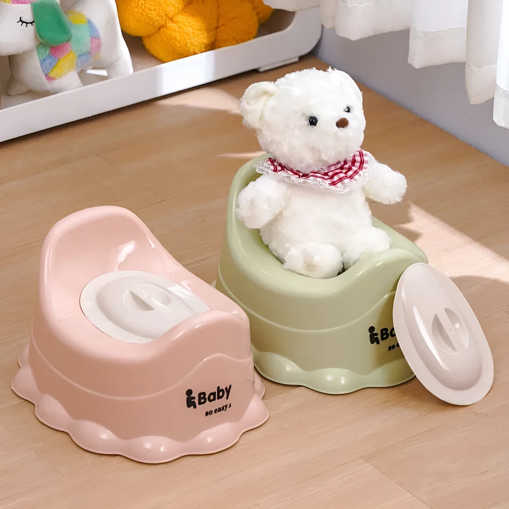 Children's small portable thickened PP potty chair in blue, green, or pink, with or without cover