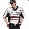 Women's V-neck short sleeve printed top with padded shoulders in Korean style