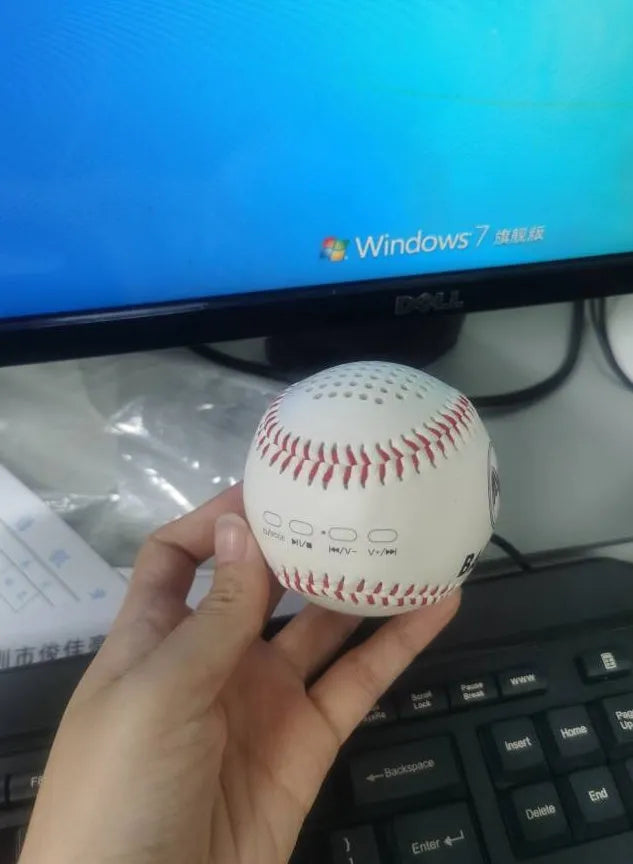Baseball design Bluetooth speaker in white, orange or green colour with USB charging port
