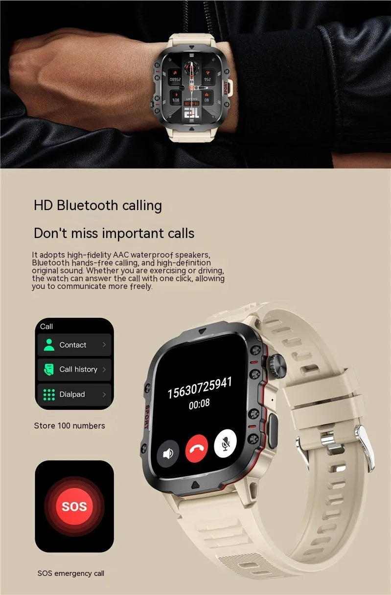 QX11 Smart Bluetooth Watch in black with zinc alloy case and leather strap showing touch screen display