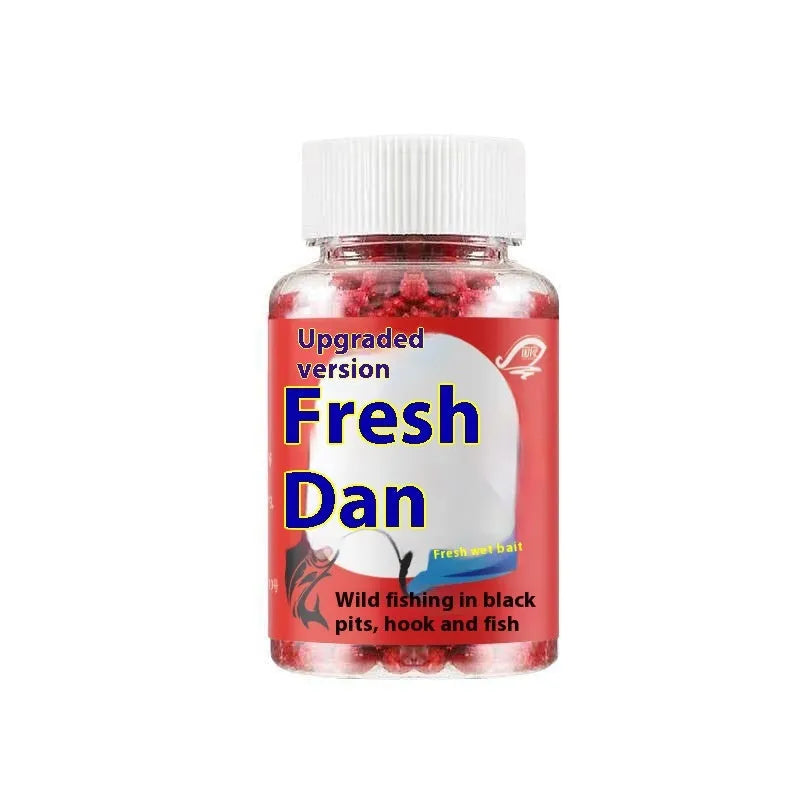Bottle of grass green liquid fishing bait for crucian carp and freshwater fish.