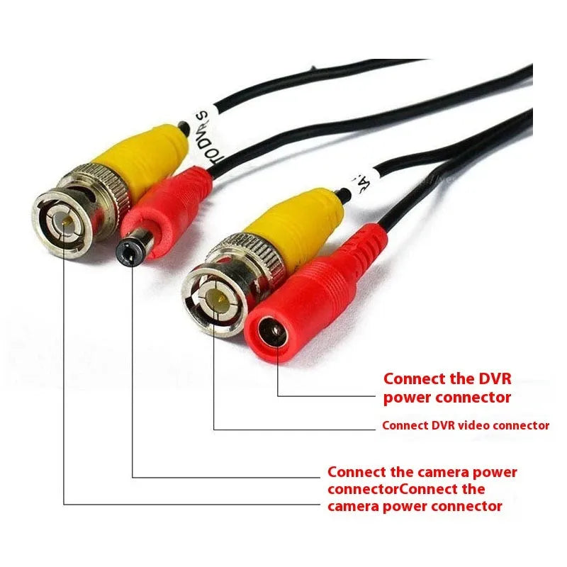 BNC DC power video integrated cable 5m black for security camera CCTV DVR wiring