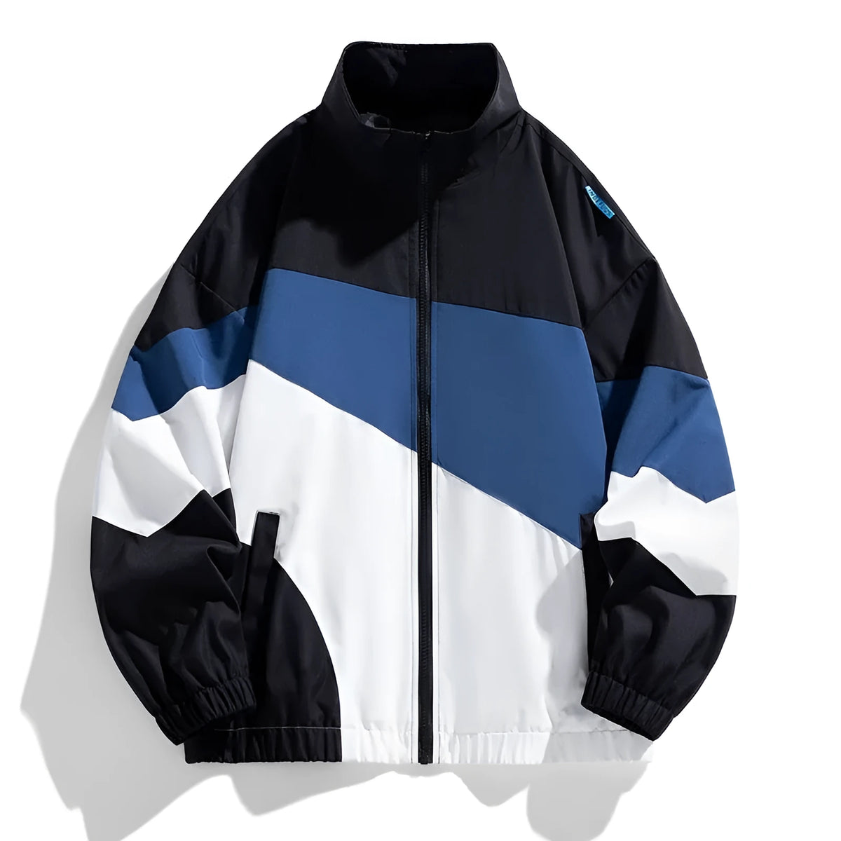 Men's loose fit hoodie cardigan in black blue or black green with side seam pockets, cotton blend fabric, sizes M to 4XL
