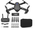 Grey foldable 4K dual camera aerial drone with remote control