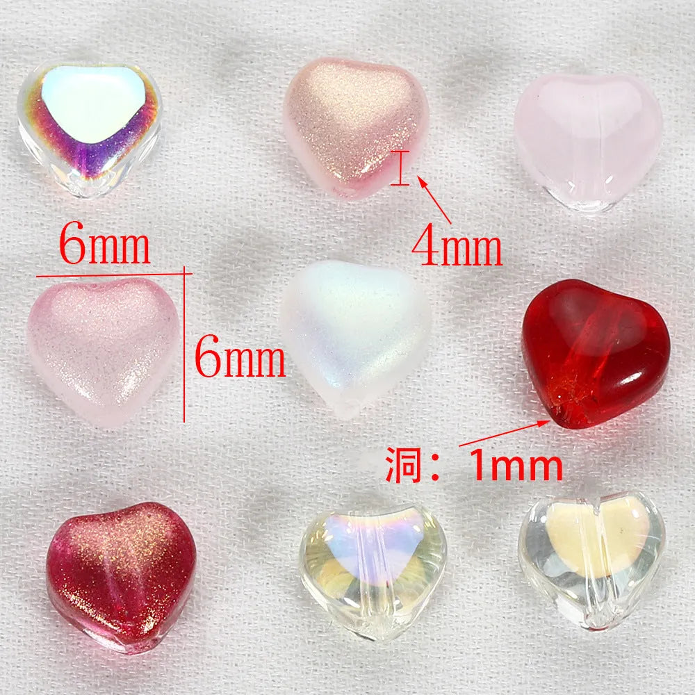 20 small acrylic love heart beads in assorted colours including aurora purple and blue rose
