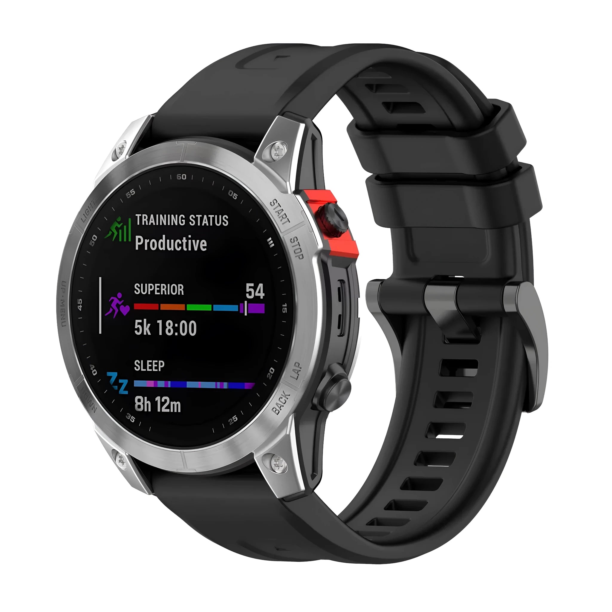 Jiaming Fenix7 quick release silicone sports watchband in multiple colours showing 20mm, 22mm, and 26mm width options