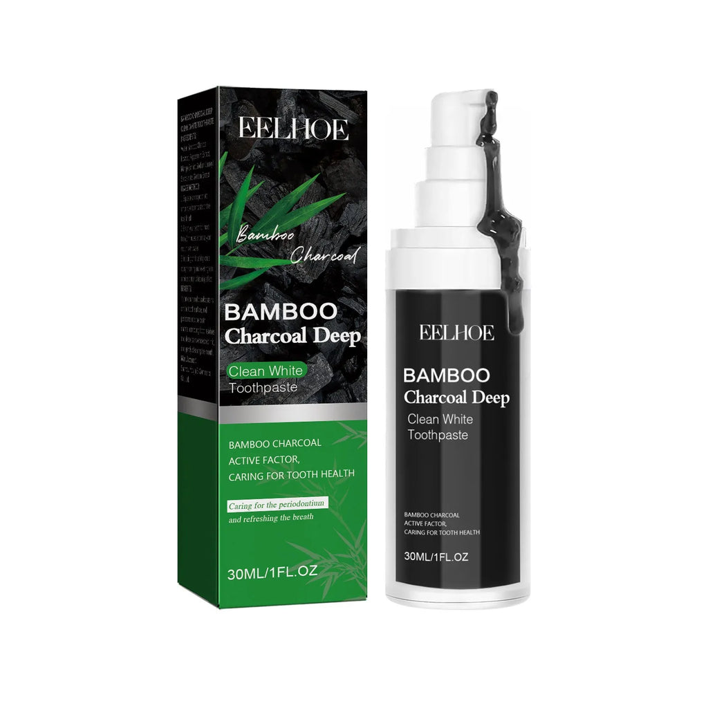 30ml tube of bamboo charcoal bright white and stain removing toothpaste with mint flavour