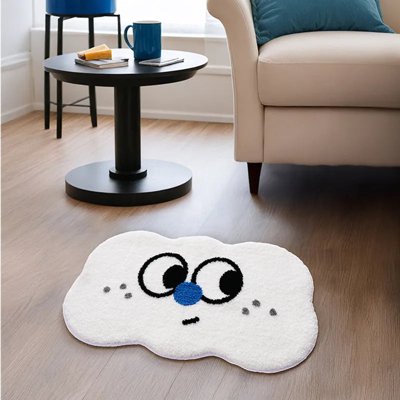 Cartoon anime bathroom mat with big eye clouds pattern in selected colour and size