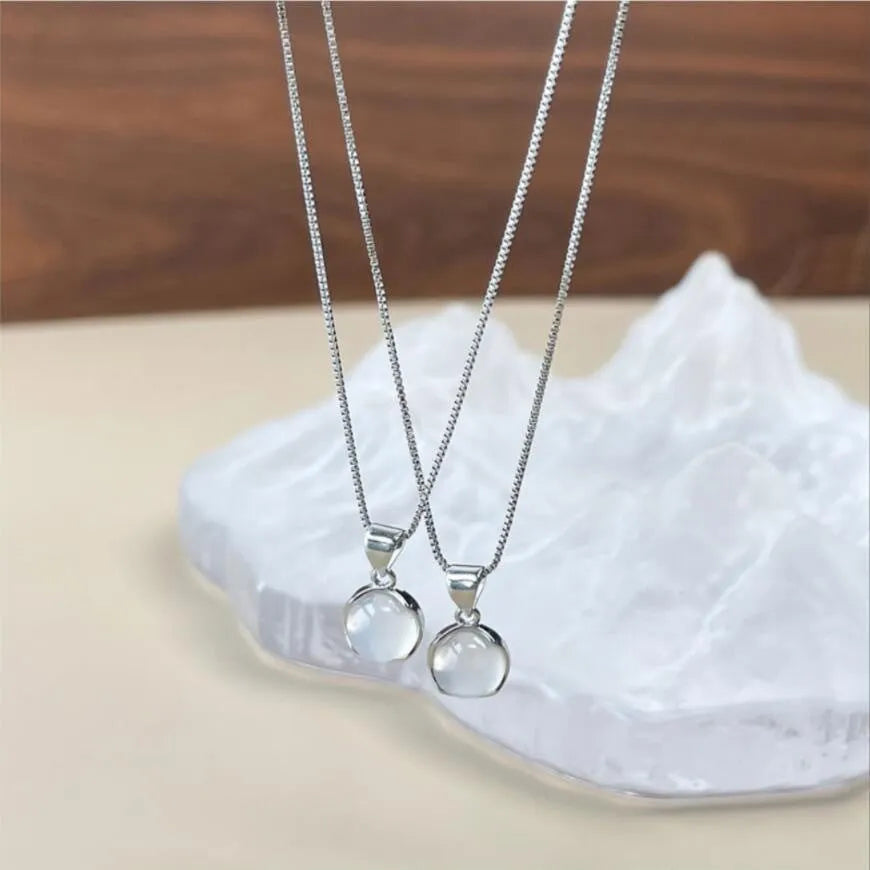 Women's oval pendant necklace with artificial crystal and adjustable 21-50cm chain in X7 6 Moon Light colour