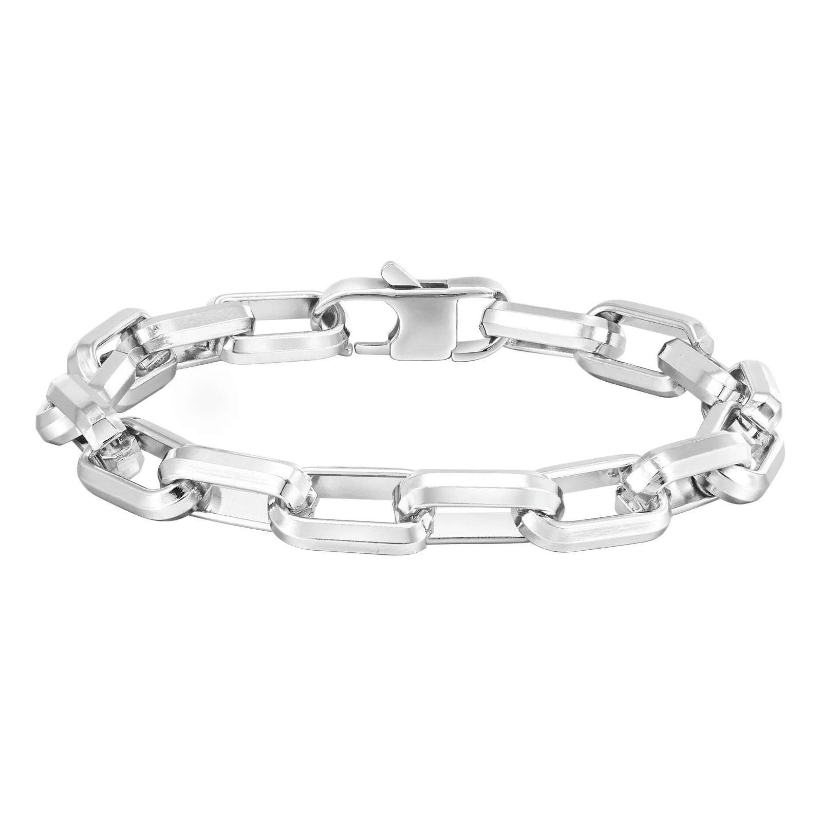 Men's stainless steel square chain bracelet in black, gold, retro, or steel colour.