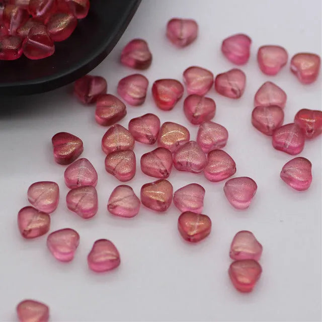 20 small acrylic love heart beads in assorted colours including aurora purple and blue rose