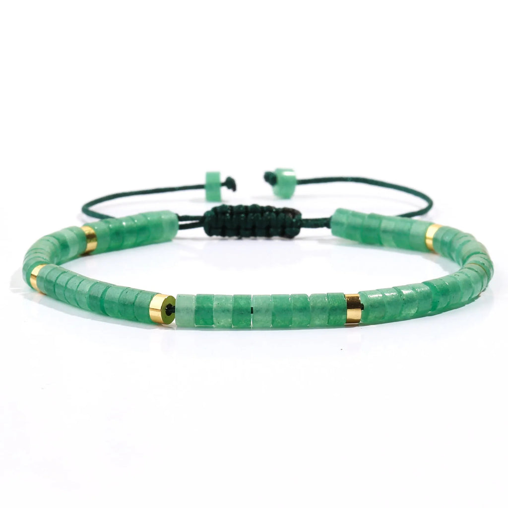 Tigereye and turquoise cylindrical flat bead women's bracelet, hand-woven with geometric bamboo joint texture