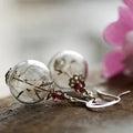Transparent glass dandelion earrings with 16mm crystal ball on French hook earring backs