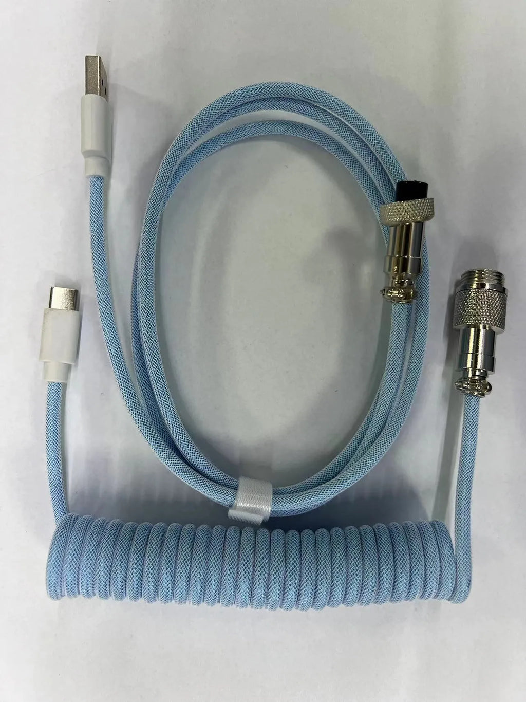 Coiled USB keyboard data cable, 3 m, with air incense insert in black, blue, pink, purple, white and green
